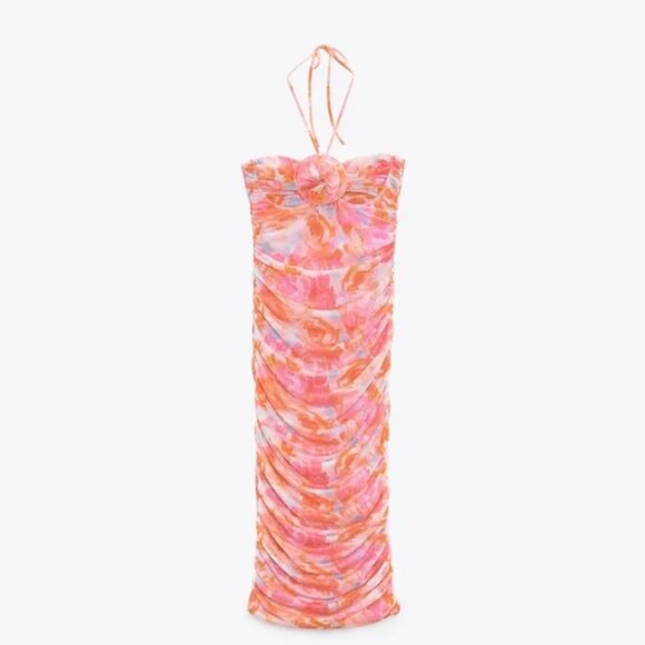 Zara Printed Tulle Dress Pink Flower BLOGGER FAVORITE - Picture 5 of 5